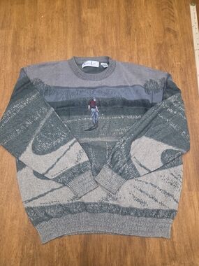 Men's Golf Sweater Vintage Cypress Links XL Green Brown Player On Course